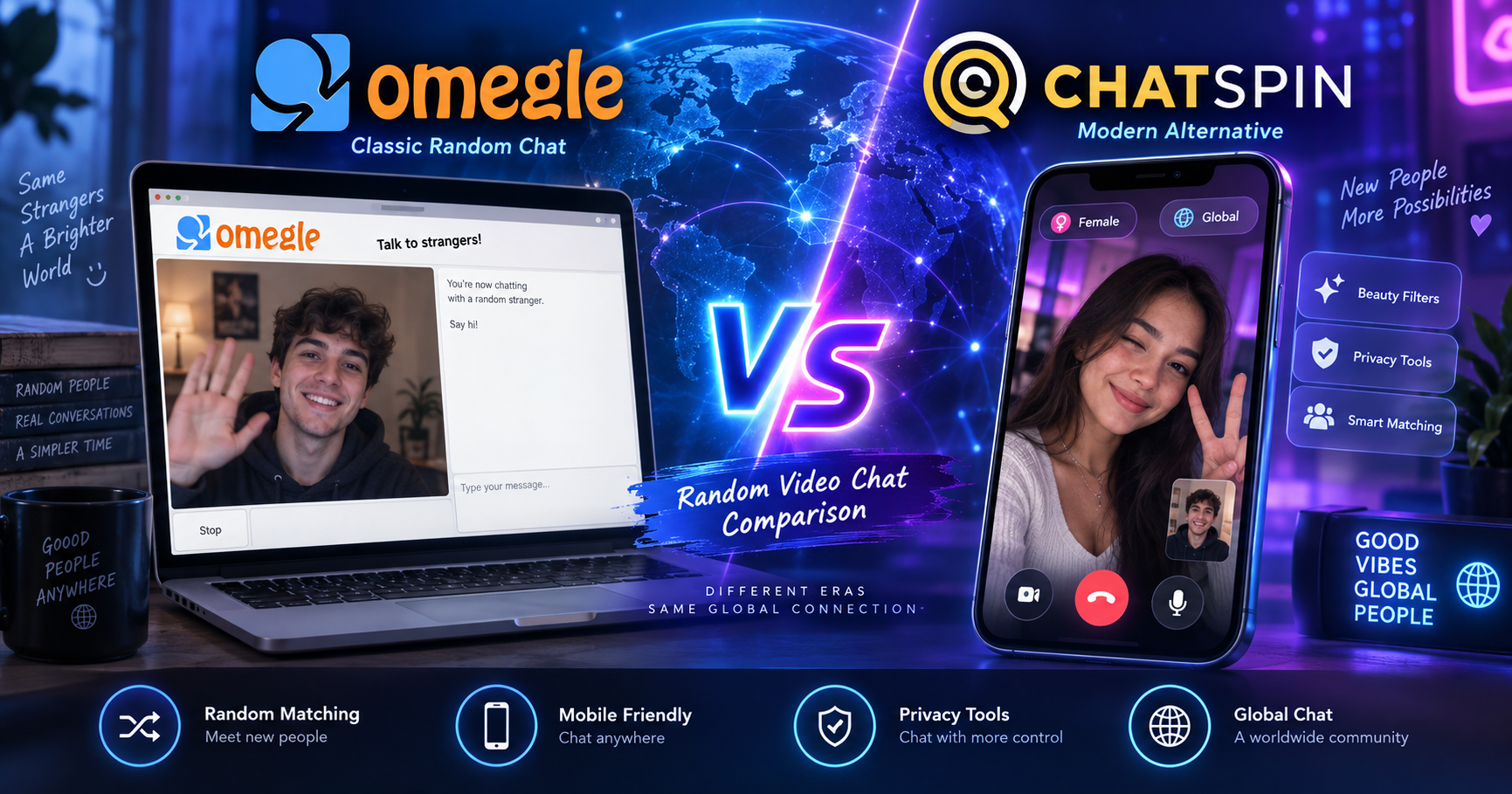 Omegle vs Chatspin random video chat comparison
